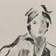 Tableau signé fusain portrait féminin « lady »
