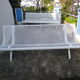 Old public wrought iron bench painted white - 50s