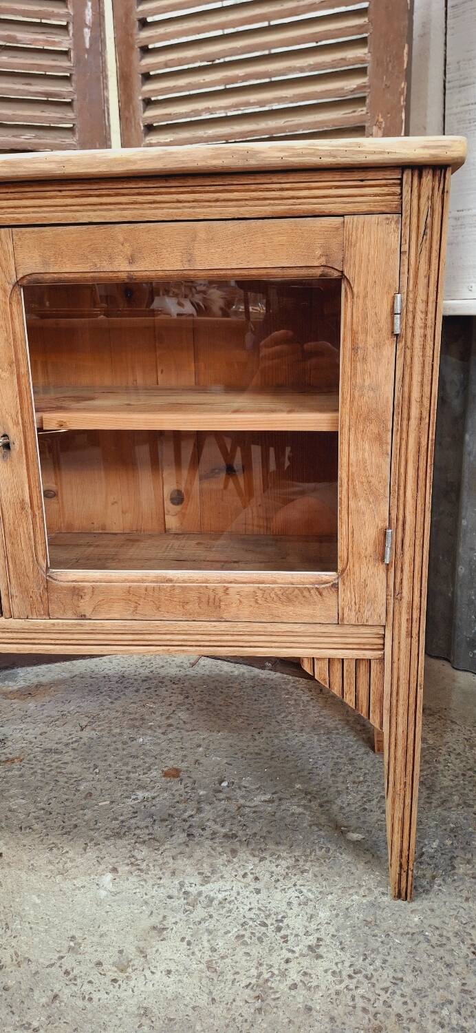 Old glass sideboard on legs