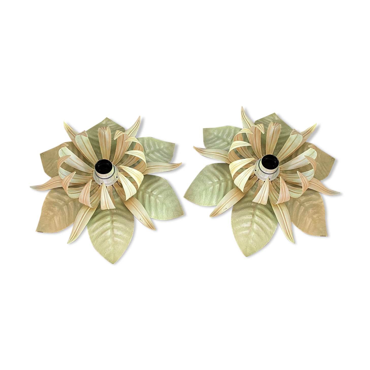 Pair of Italian vintage metal flower sconces