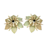Paire d’appliques fleurs métal vintage italien