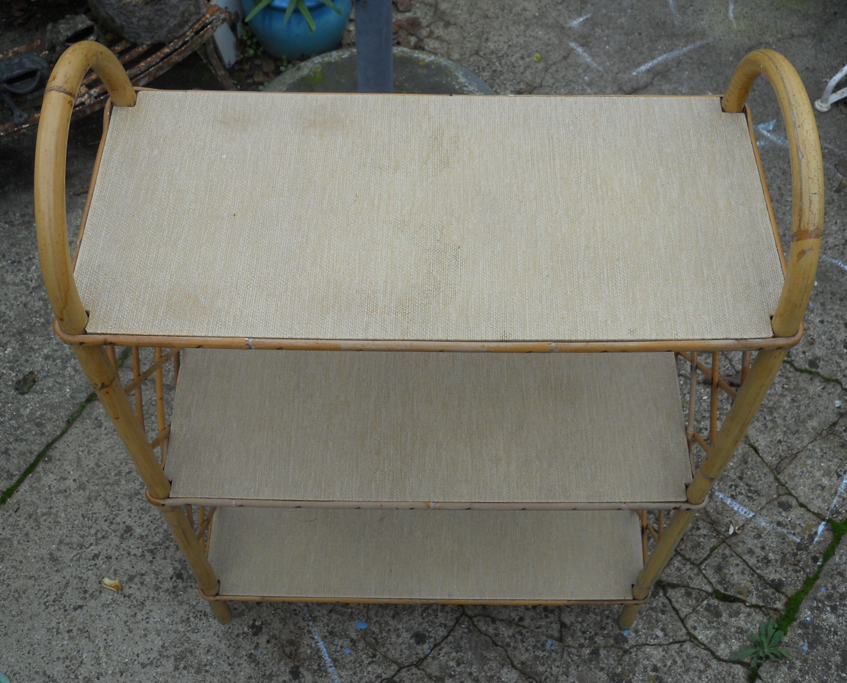 Rattan standing shelf 60s