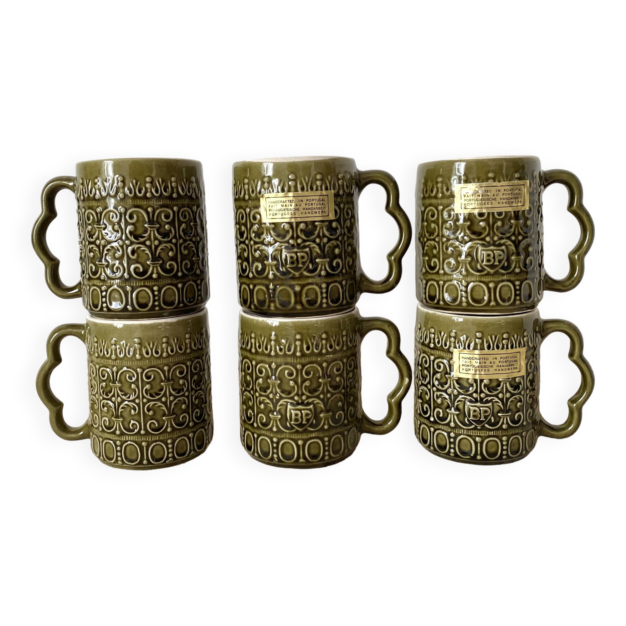 Mugs vintage BP en céramique années 70