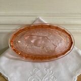 Beurrier coupelle vaches en verre rose France