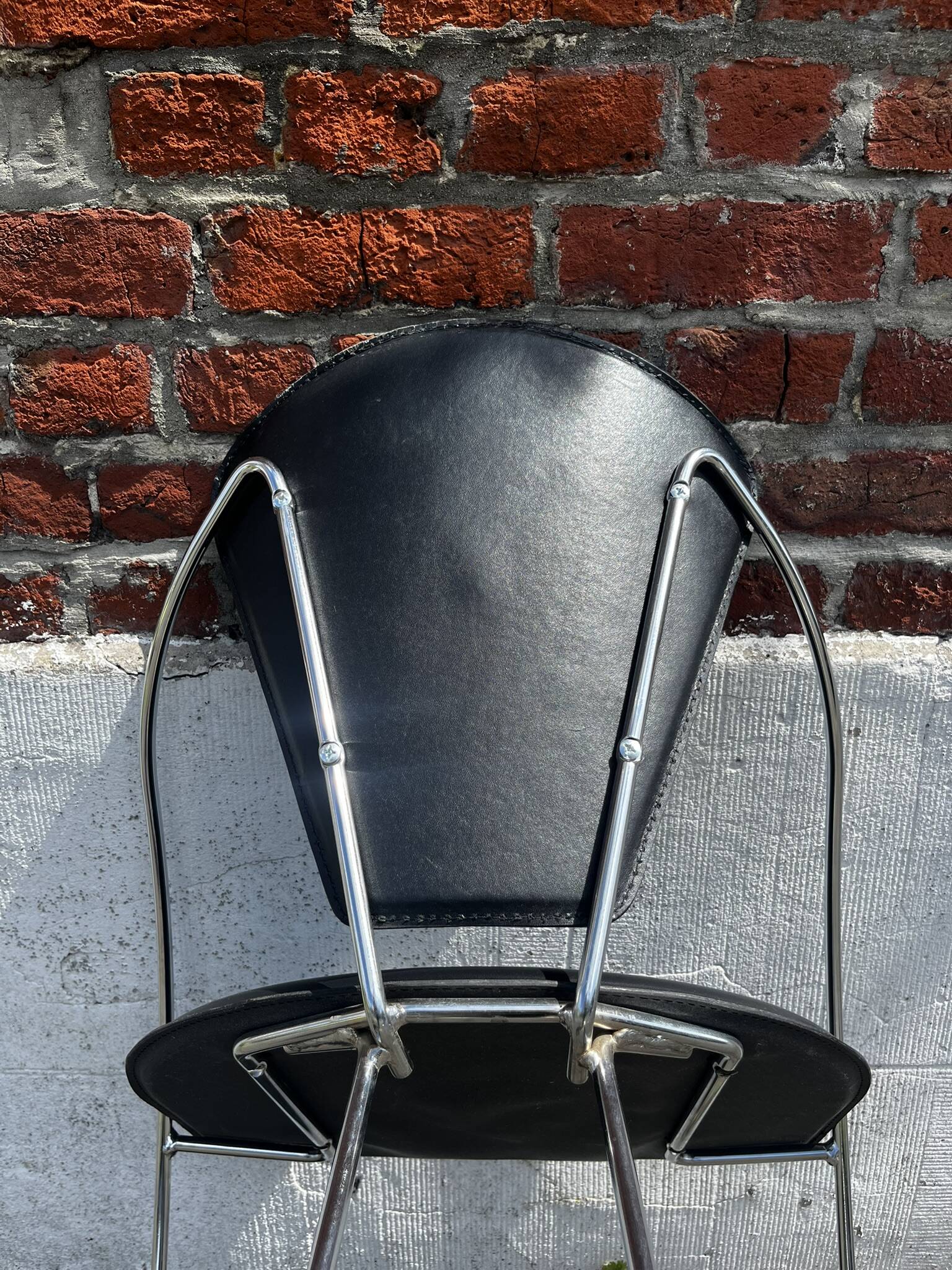 Vintage chrome and leather chair/armchair, Linda model by Arrben (Italy)
