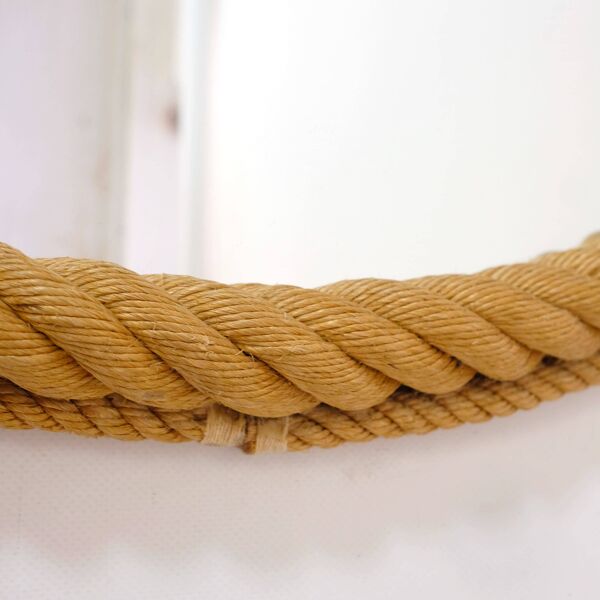 Miroir ovale en corde avec fronton