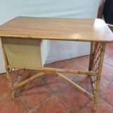 Vintage rattan desk with his chair