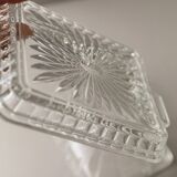 Clear glass butter dish, vintage Art Deco, 1940s Italy - timeless tableware