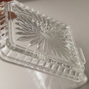 Clear glass butter dish, vintage Art Deco, 1940s Italy - timeless tableware