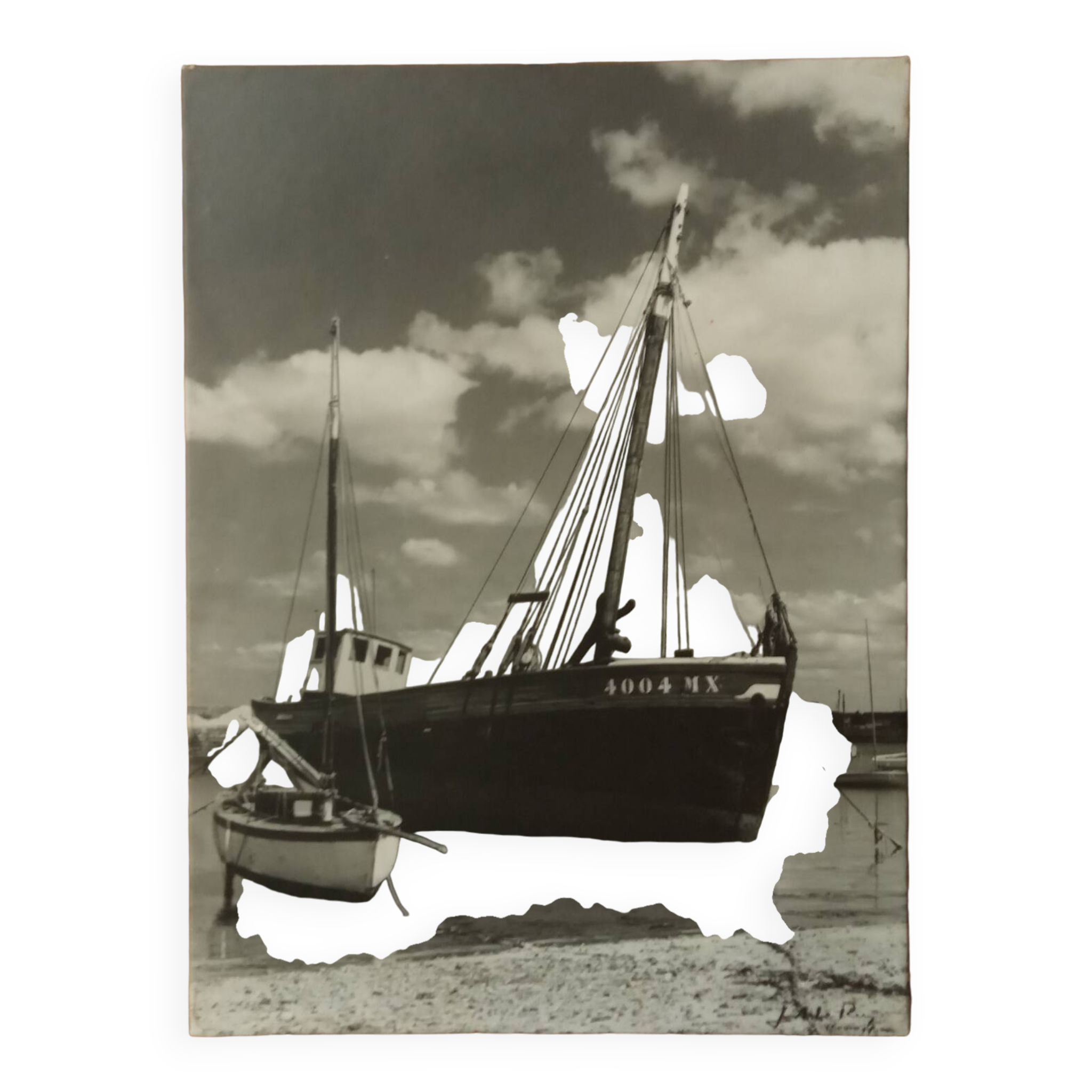 Photo d'un bateau à Roscoff, années 50