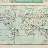 Old engraving 1898, Tides and salinities, map • Lithograph, Original plate