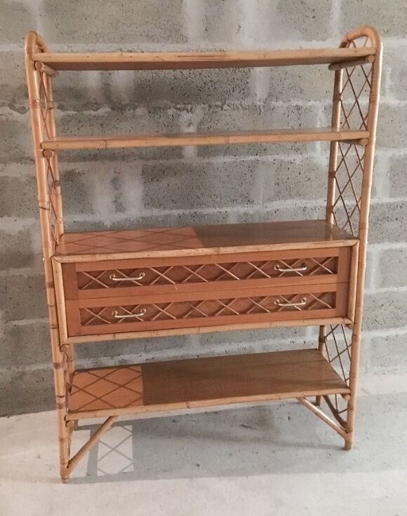 Rattan bookcase from the 60/70