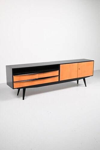 Buffet noir et marron des années 1950, style mid-century