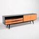 Buffet noir et marron des années 1950, style mid-century