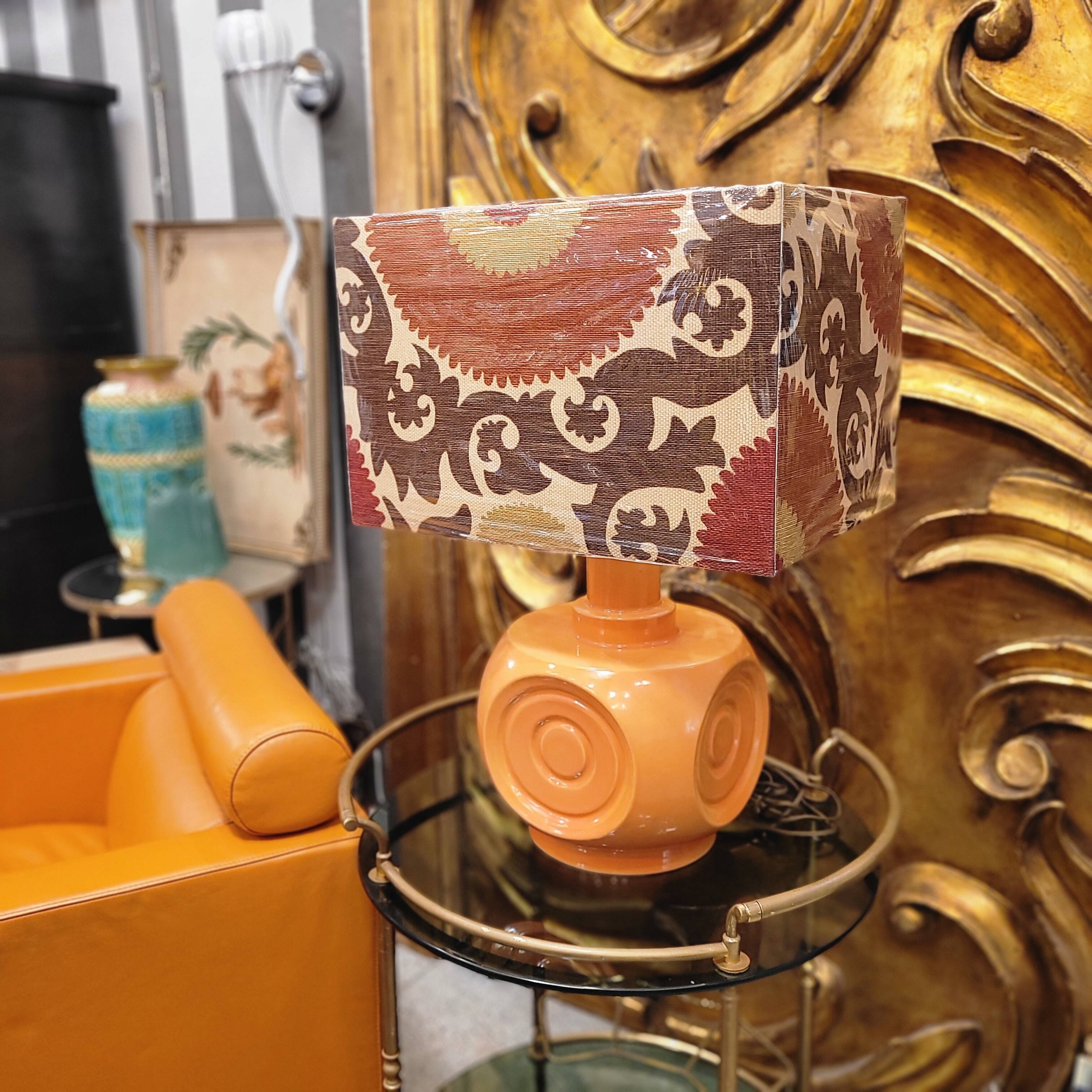 Orange ceramic lamp, 60's – Germany