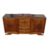 Large sideboard in walnut, black marble