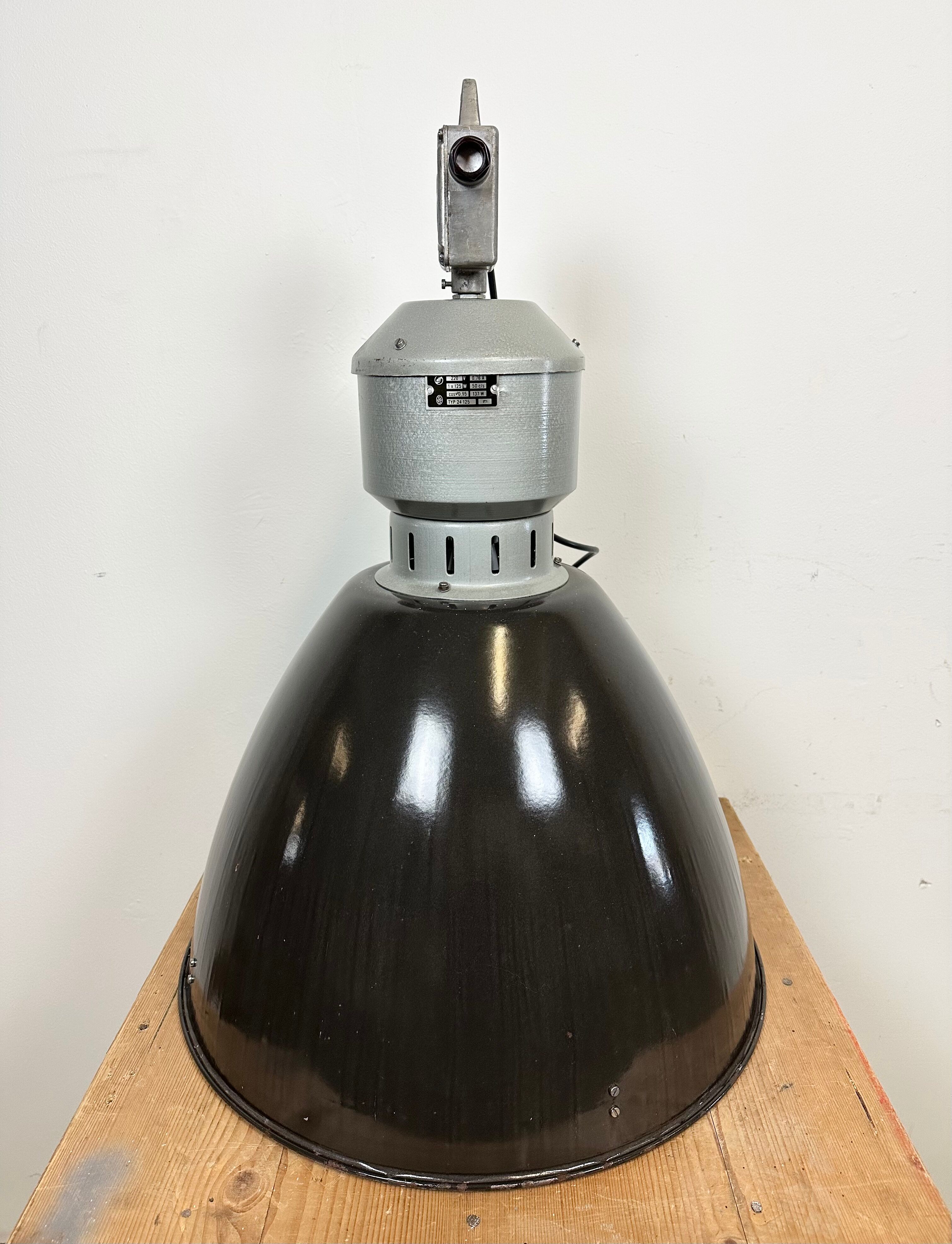 Industrial black enamel pendant lamp from Elektrosvit 1960s