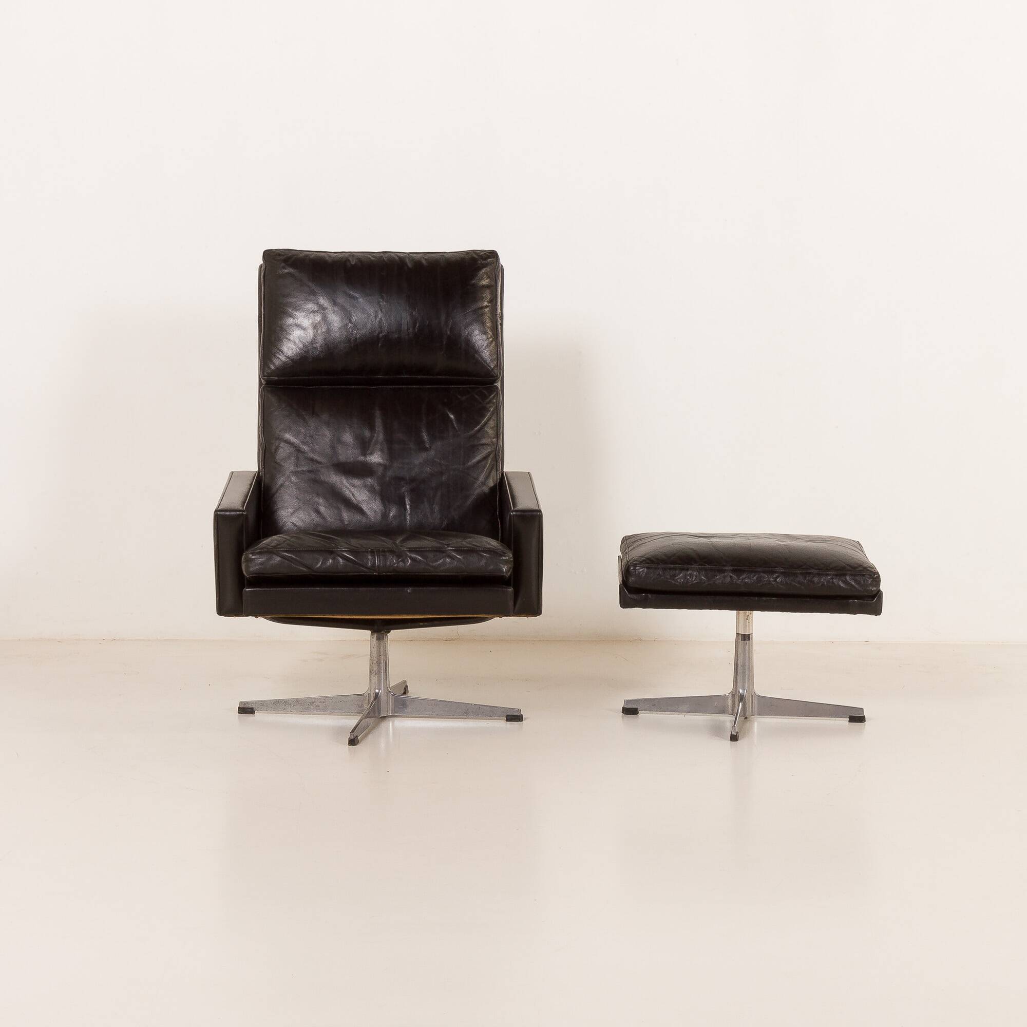 Danish vintage lounge chair with footstool, 1970s