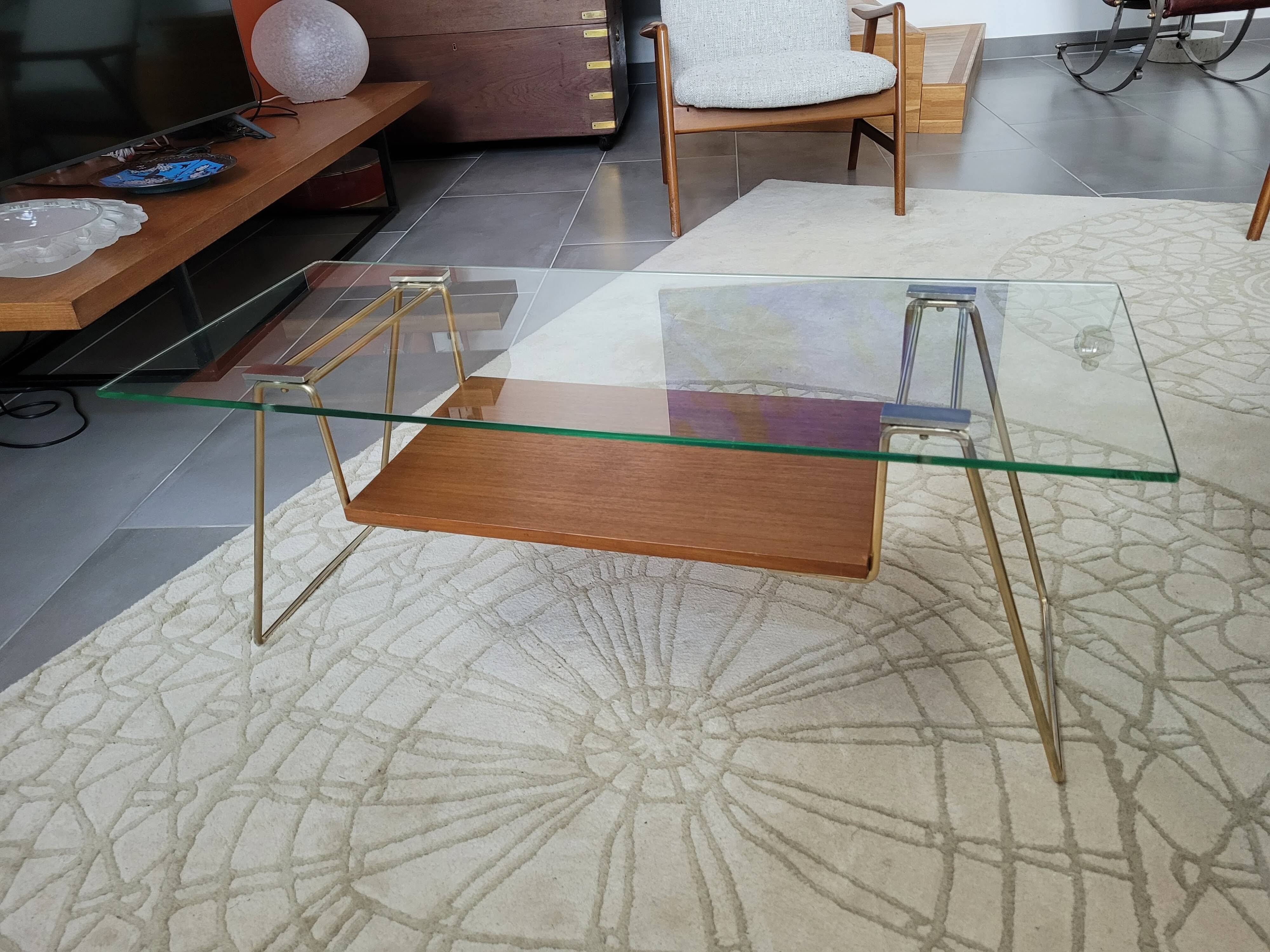 Brass and glass coffee table from the 70s