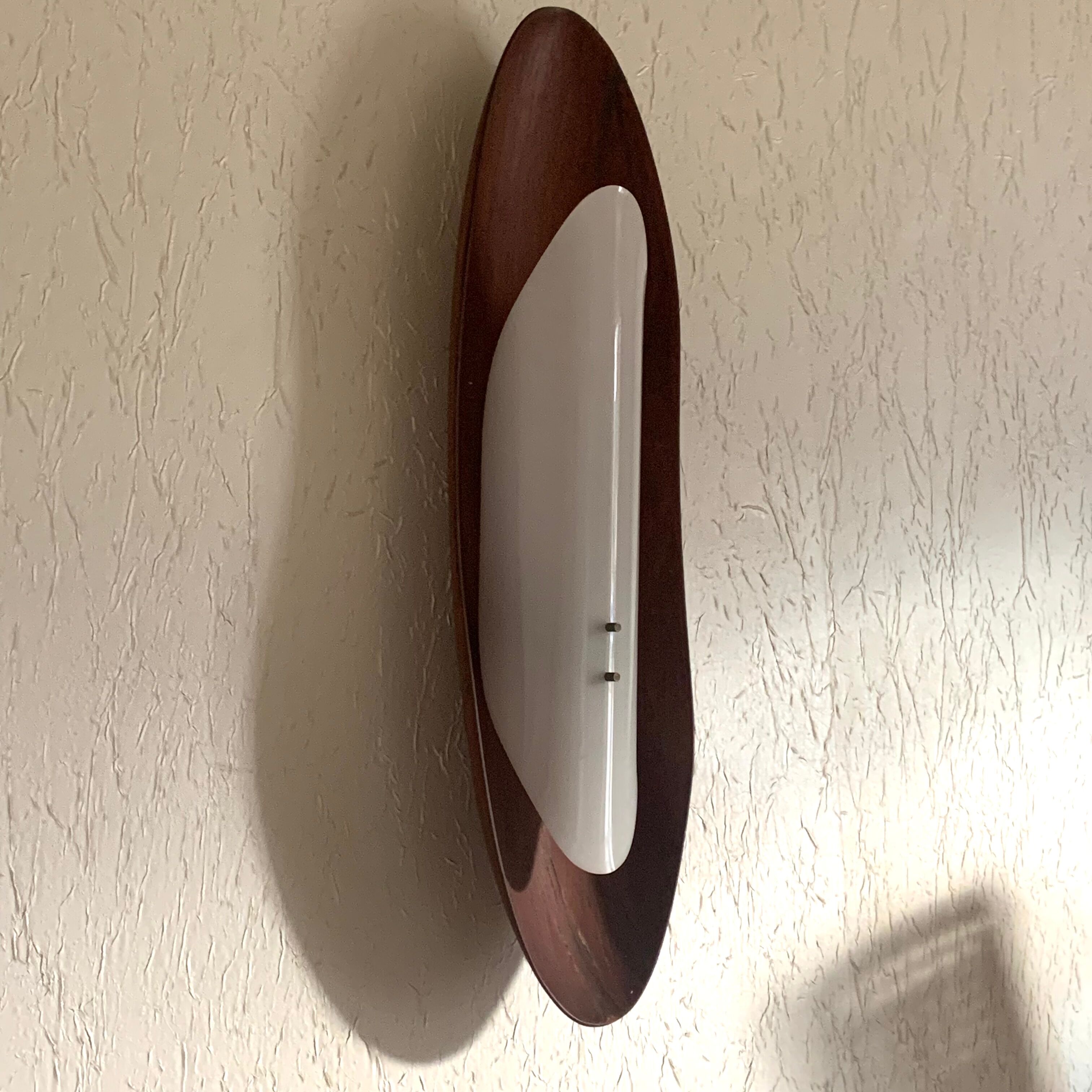 Vintage Scandinavian teak surf wall lamp