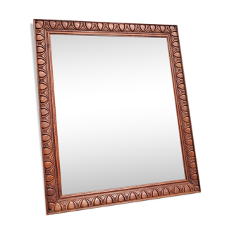 Miroir carré vintage bois ethnique,  42x48 cm