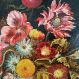 Tableau ancien "fleurs dans un vase de chine"