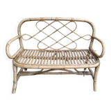 Rattan and bamboo bench 70s