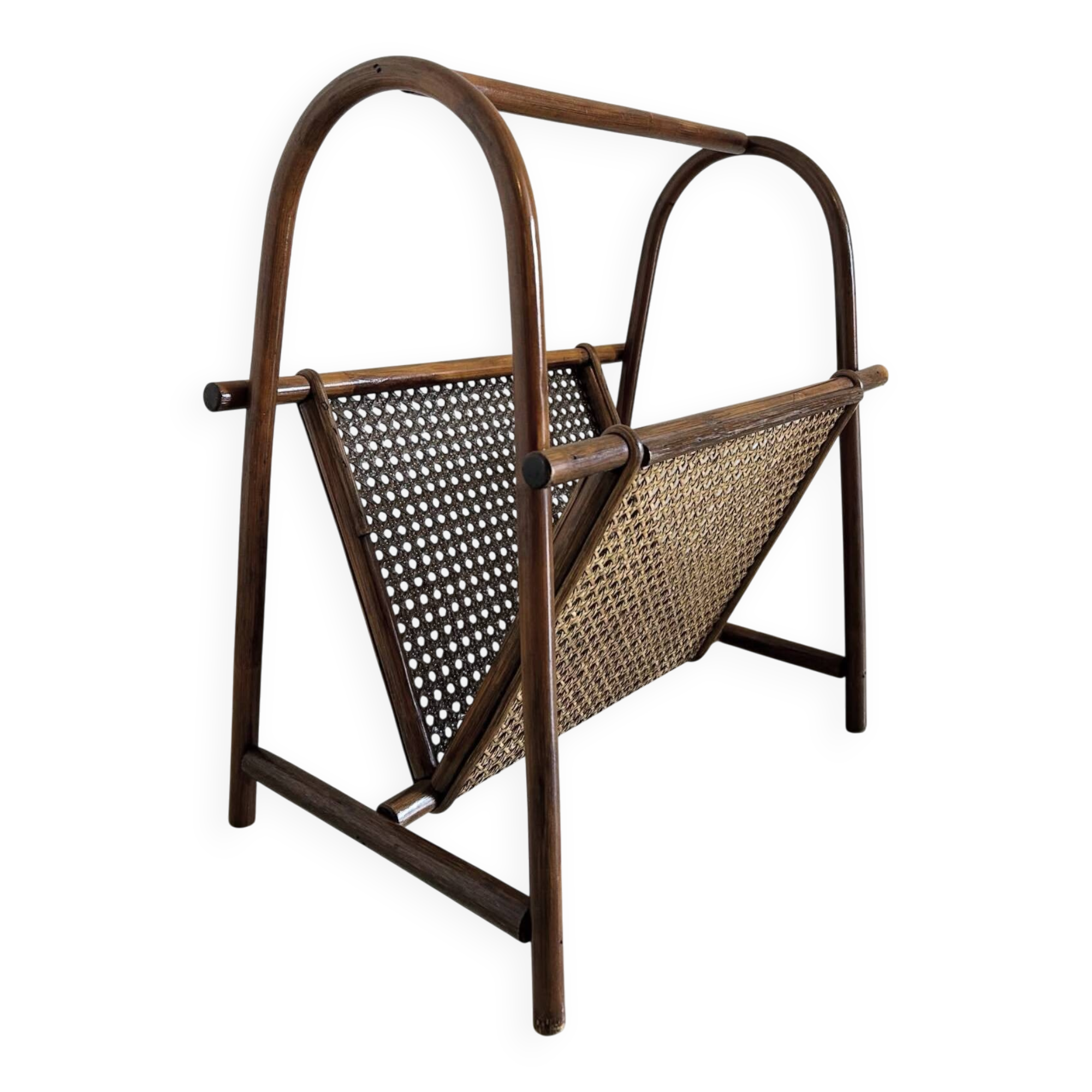 Rattan and cane magazine rack