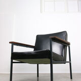 Vintage black bauhaus lounge armchair, 70s