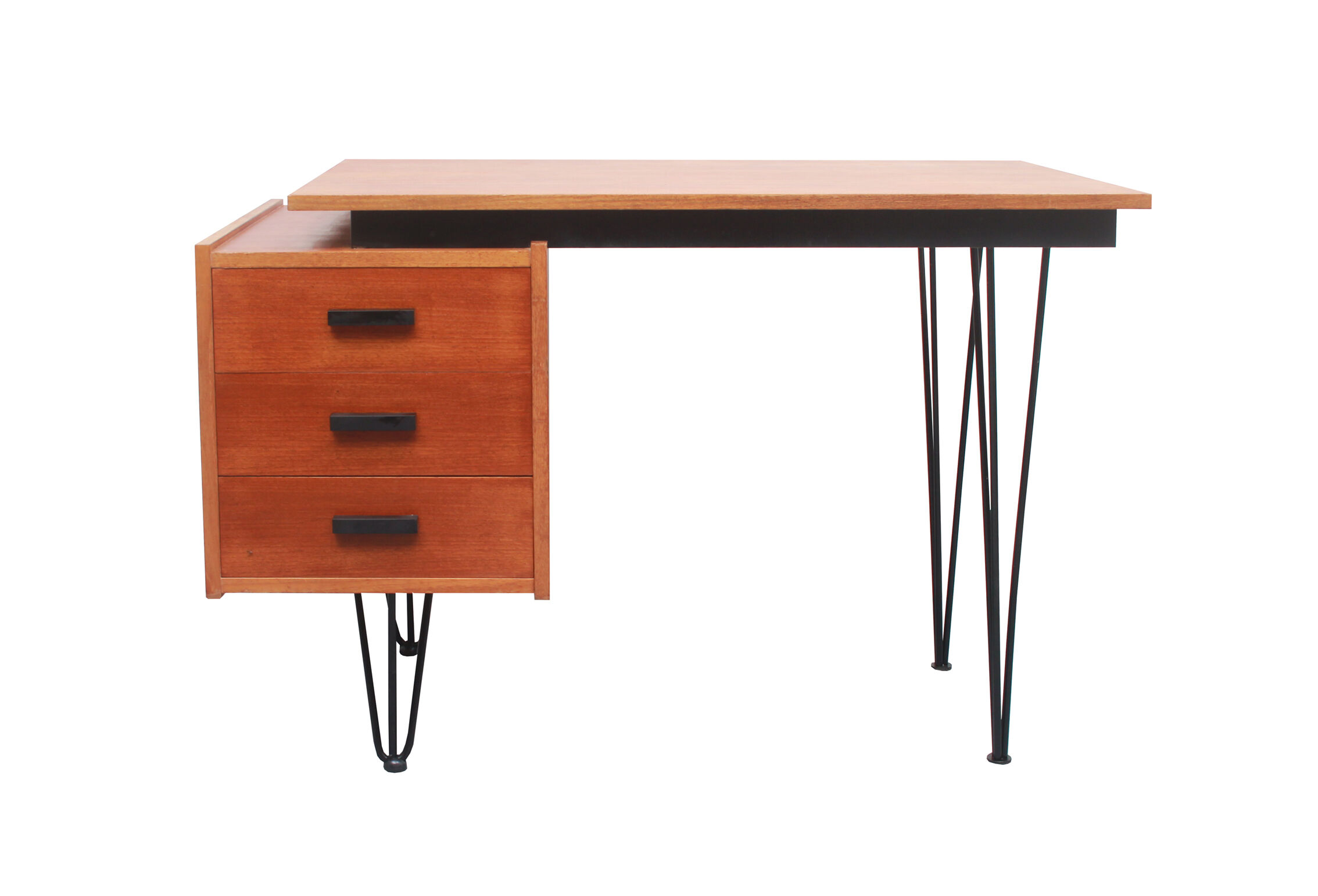 1950s hairpin desk in teak from Netherlands