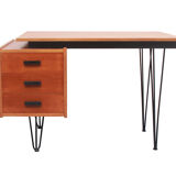 1950s hairpin desk in teak from Netherlands