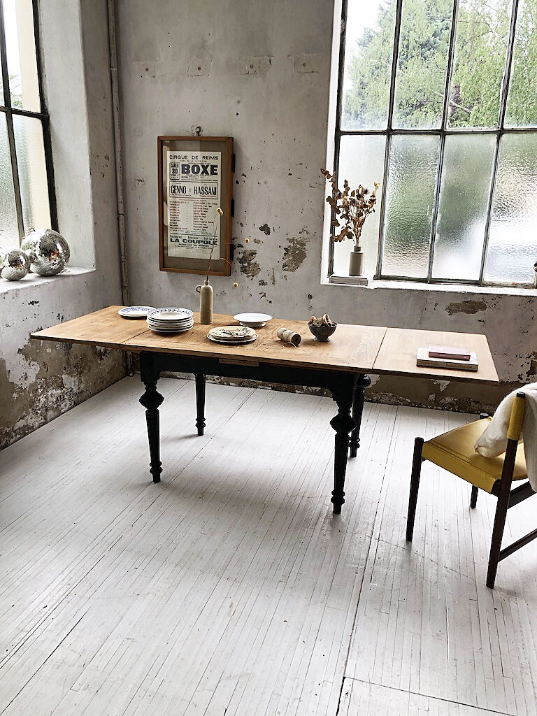 Ancient oak farm table with extensions 218 cm