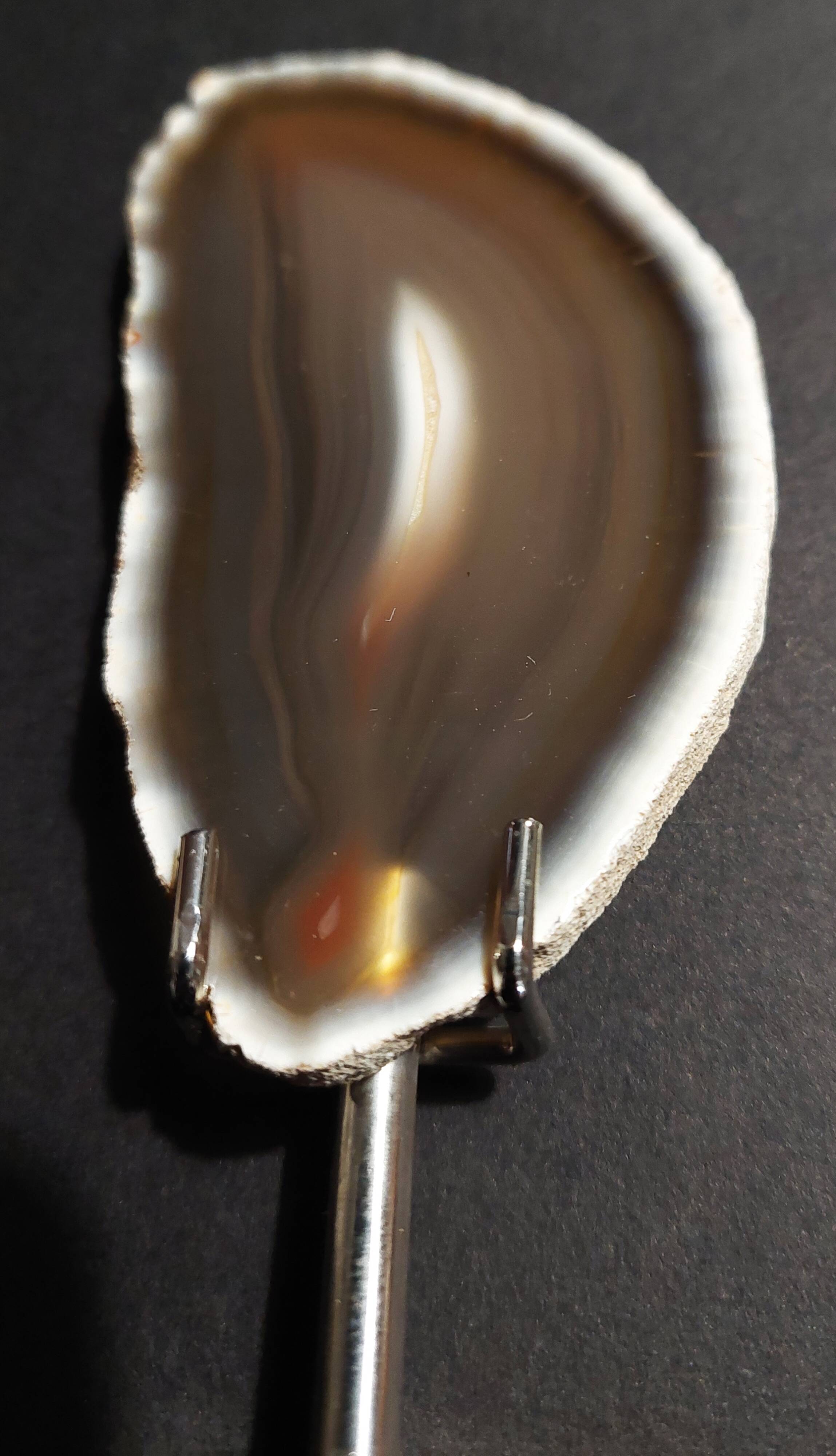 Mineralogy agate slice on base