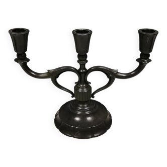 Three-armed candlesticks by Just Andersen, in Disco metal, Denmark, 1950s
