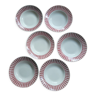 Set of 6 hollow plates Fénal Badonviller