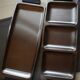 Duo of brushed stainless steel service trays - anses bois - 1970s/80s