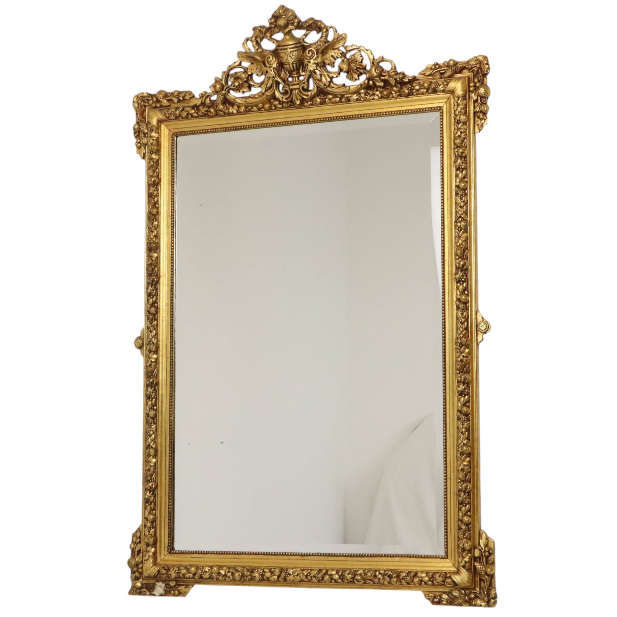 Miroir biseauté doré français antique XL