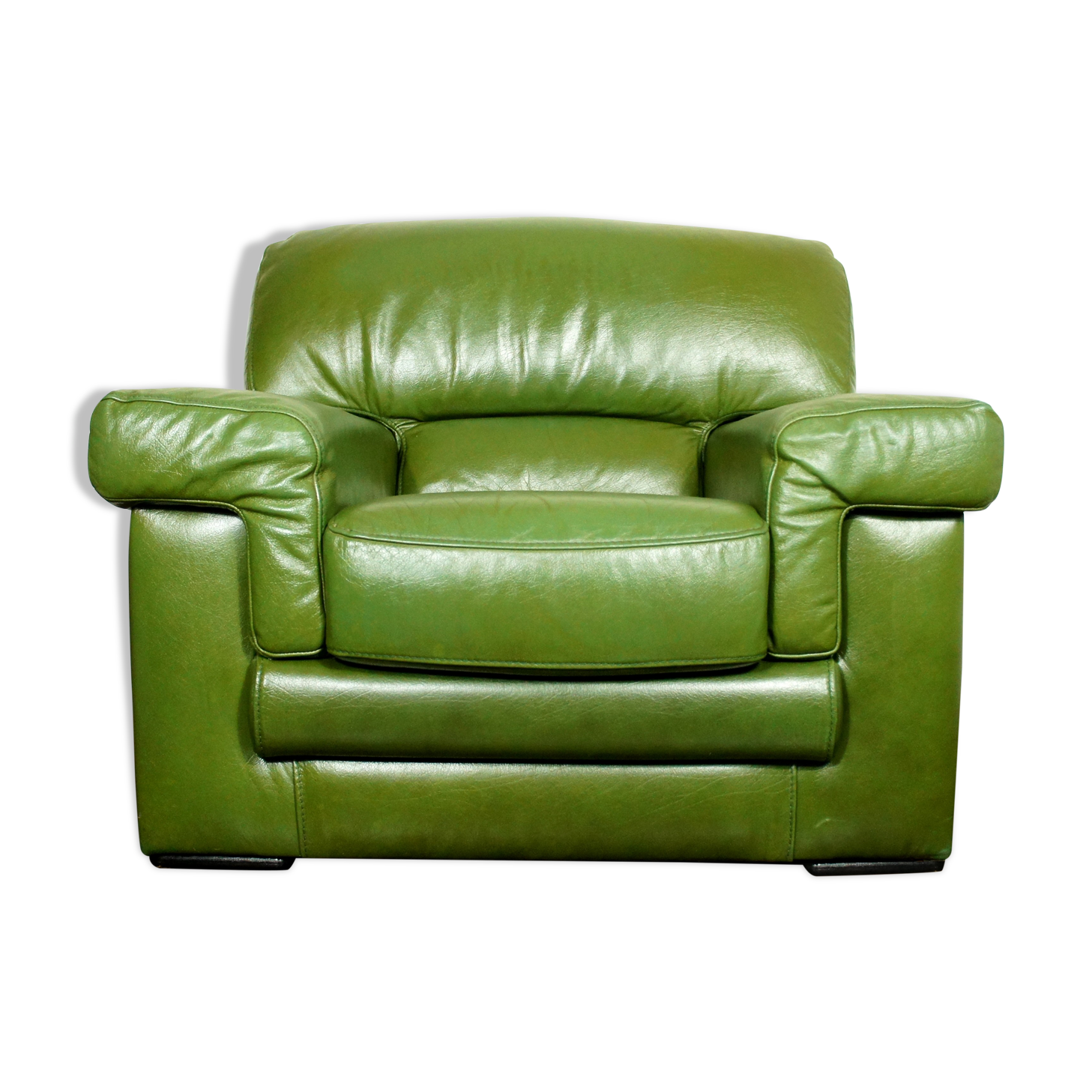 Fauteuil lounge en cuir vert