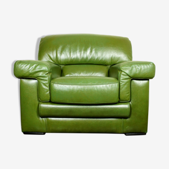 Fauteuil lounge en cuir vert