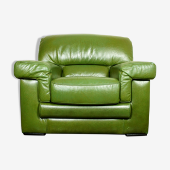 Lounge chair in green leather