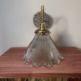 Holophane glass wall light with terrazzo base