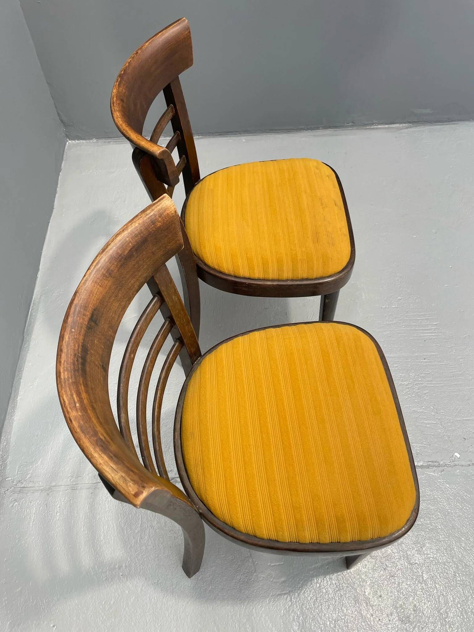 Pair of dining chairs by INTERIER n. p. Praha, wooden dining seating, 1974