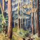 Huile sur panneau forêt vintage