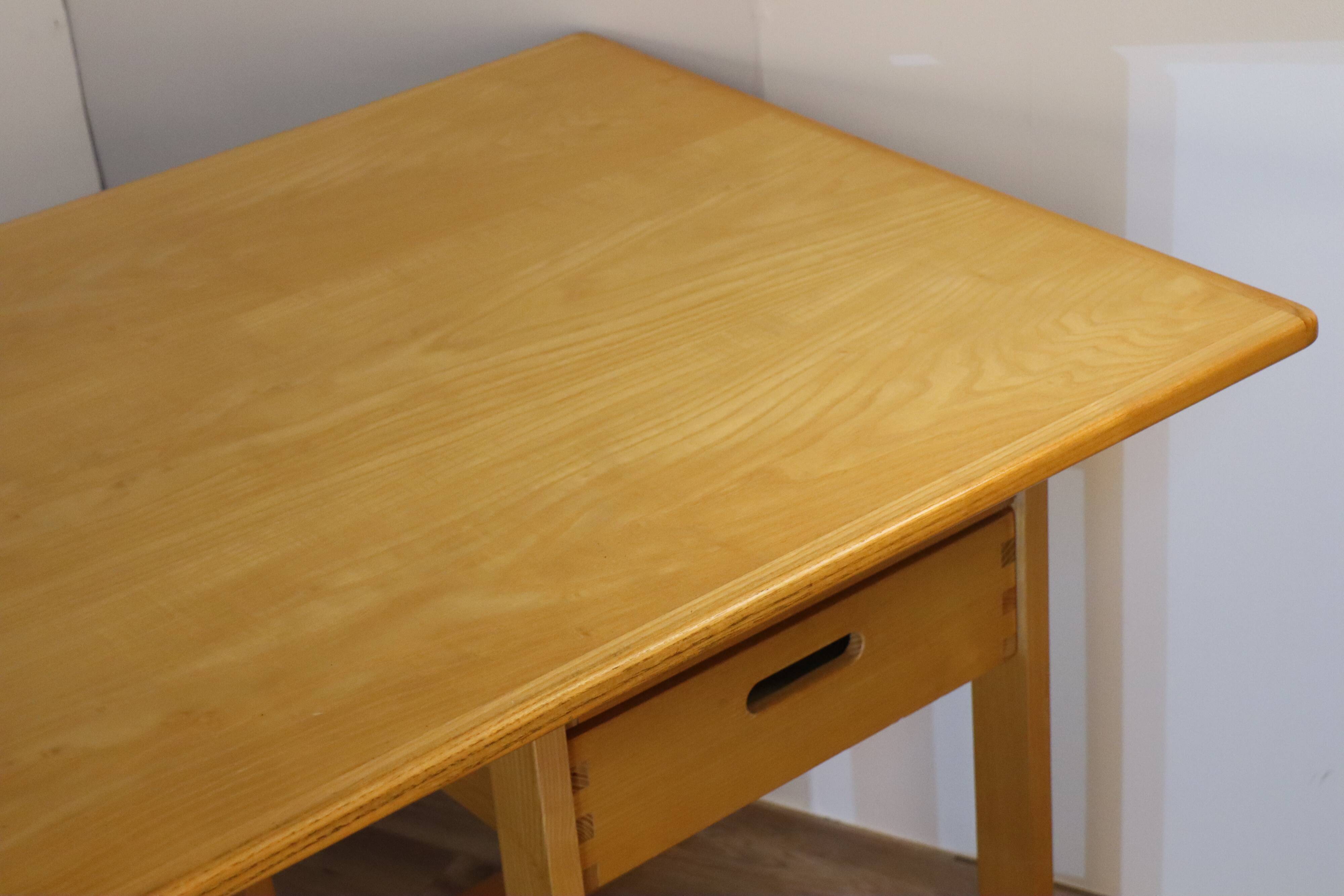 Vintage architect's desk in light wood circa 1970