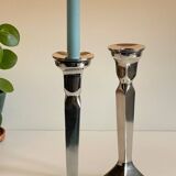 Pair of vintage cast aluminum candlesticks