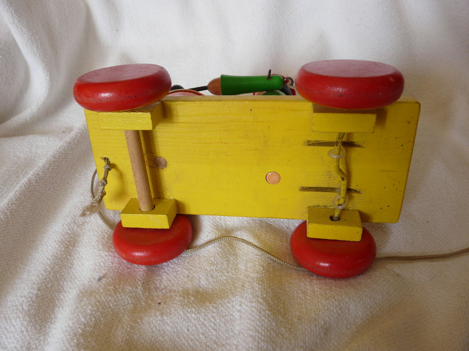 Pinocchio drum, wooden pull toy