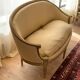 Louis XVI style patinated wooden basket sofa. Pierre Frey fabric. 19th century