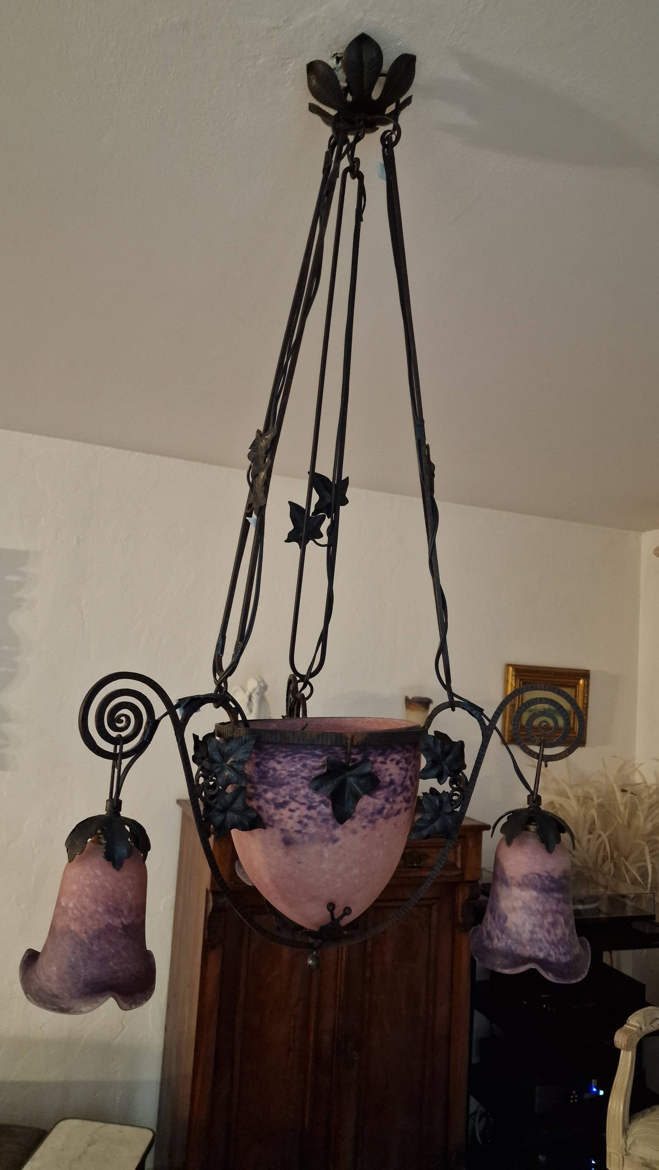 19th-century glass paste pendant light - Noverdy Nancy