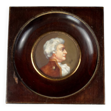 Miniature gouache portrait, 19th century, of an aristocratic man in profile