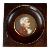 Miniature gouache portrait, 19th century, of an aristocratic man in profile